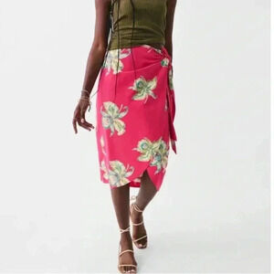 NWT Faherty Pacifica Seersucker Wrap MIDI Skirt Orchid Blossom Pink Fuchsia